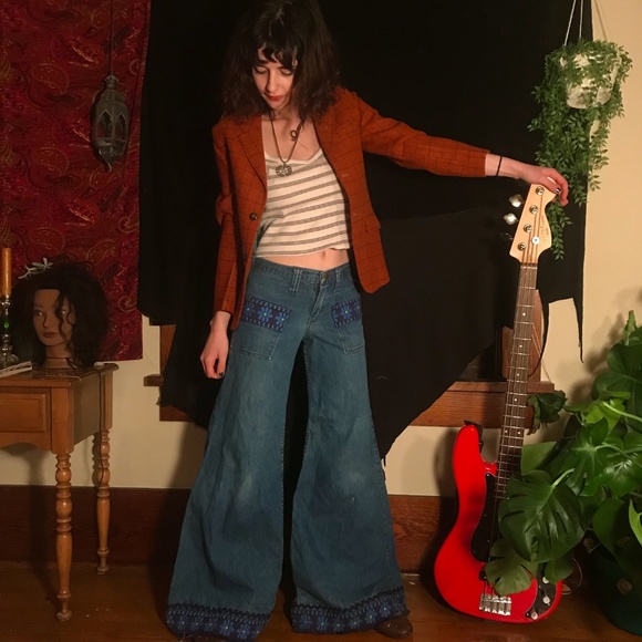 SOLD—- VINTAGE 60s Mega Bell Bottom Jeans - Picture 7 of 8